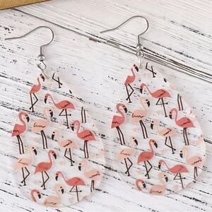 2/$20 Flamingo Print Teardrop Earrings NEW!